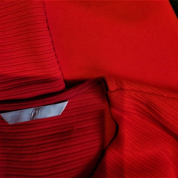 H&M Red Cap Sleeved Dress Knee Length Size 12 - Picture 6 of 7